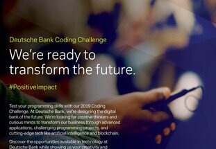 Deutsche Bank 2019 Coding Challenge from Oct 15 – 30, 2019
